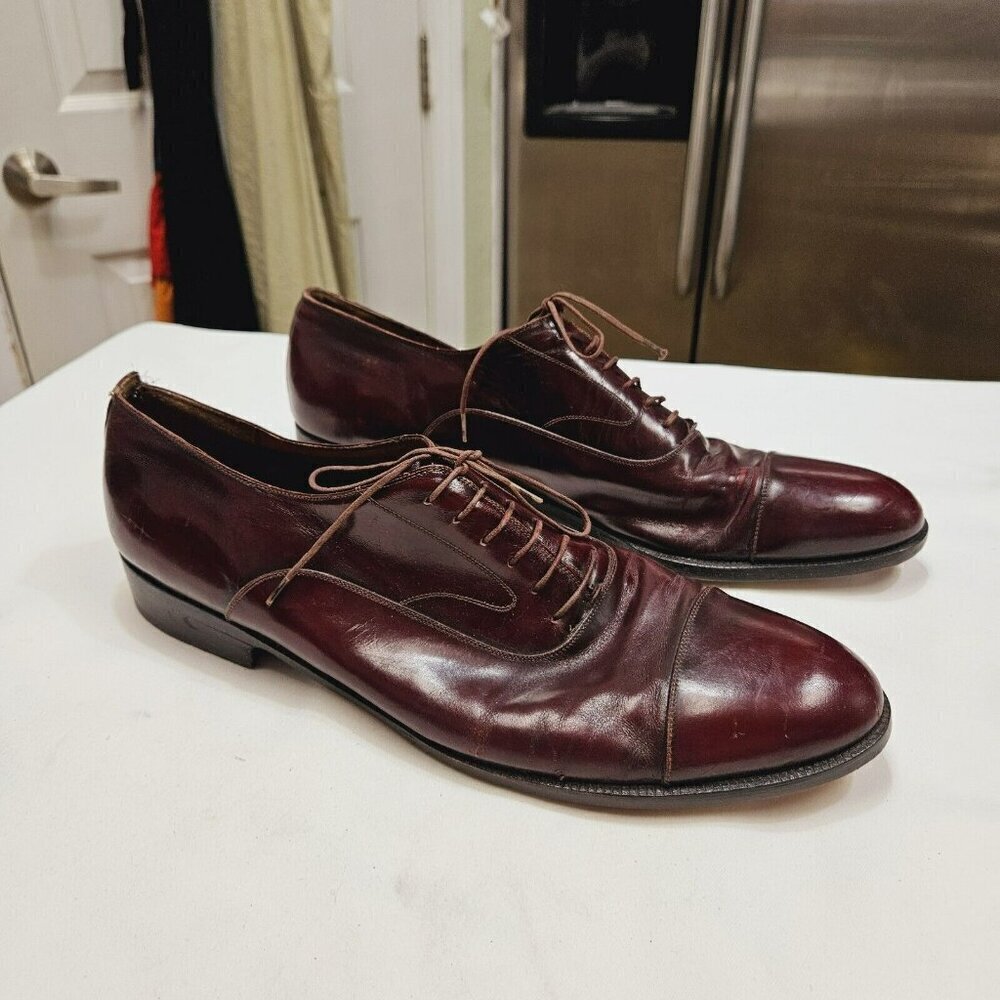 Salvatore Ferragamo Men's Padova Oxford‎ Sz 13 B Merlot Calfskin Dress Shoe FLAW